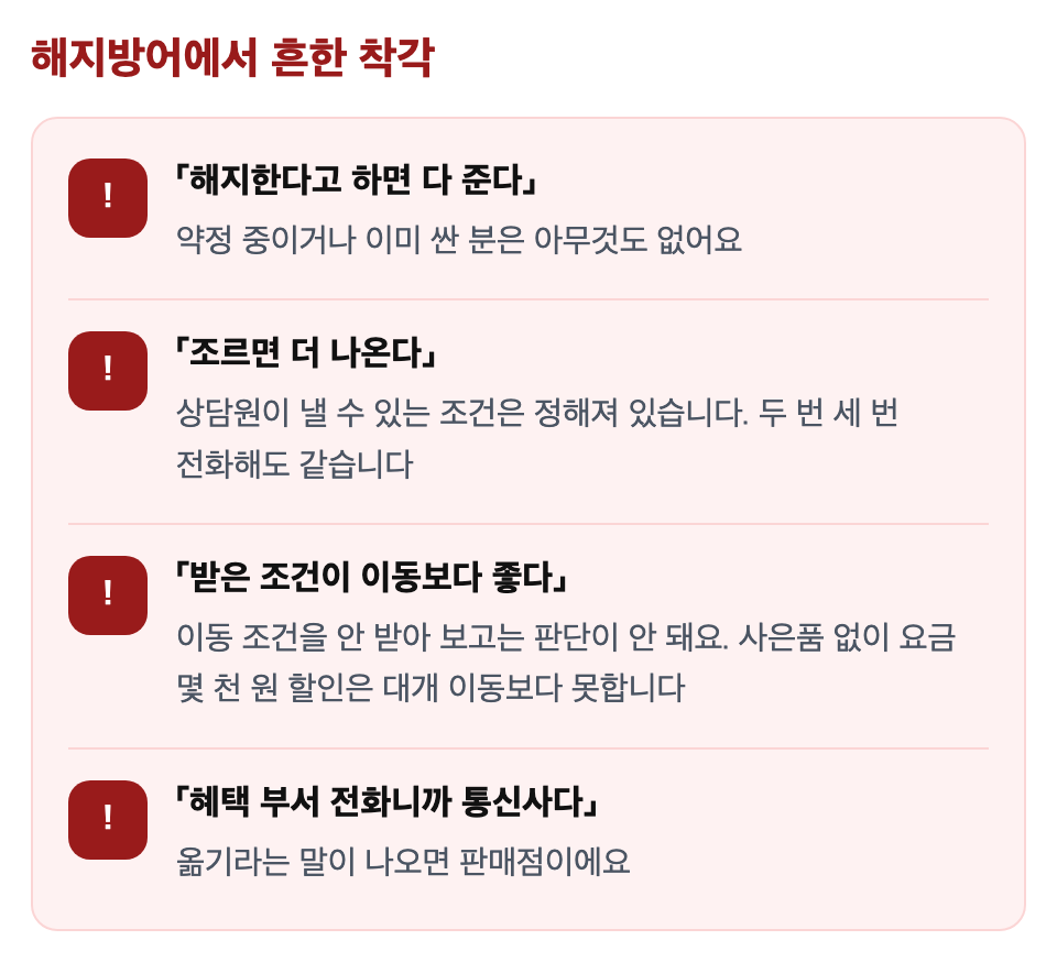 해지방어에서 흔한 착각: 